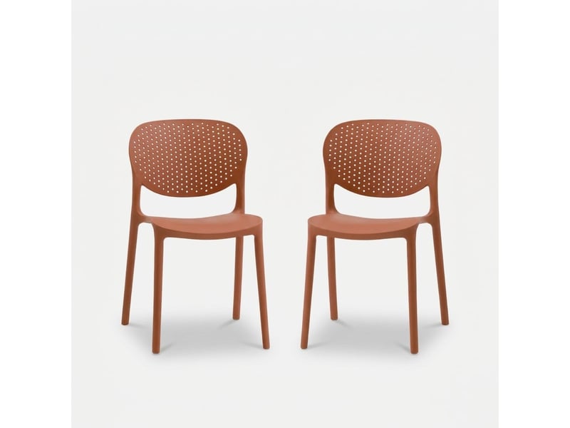  Lot de 2 chaises de salle à manger empilables marcelli - rouge  - Conforama A