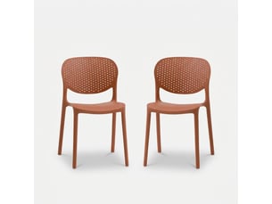 Lot de 2 chaises de salle à manger empilables marcelli - rouge