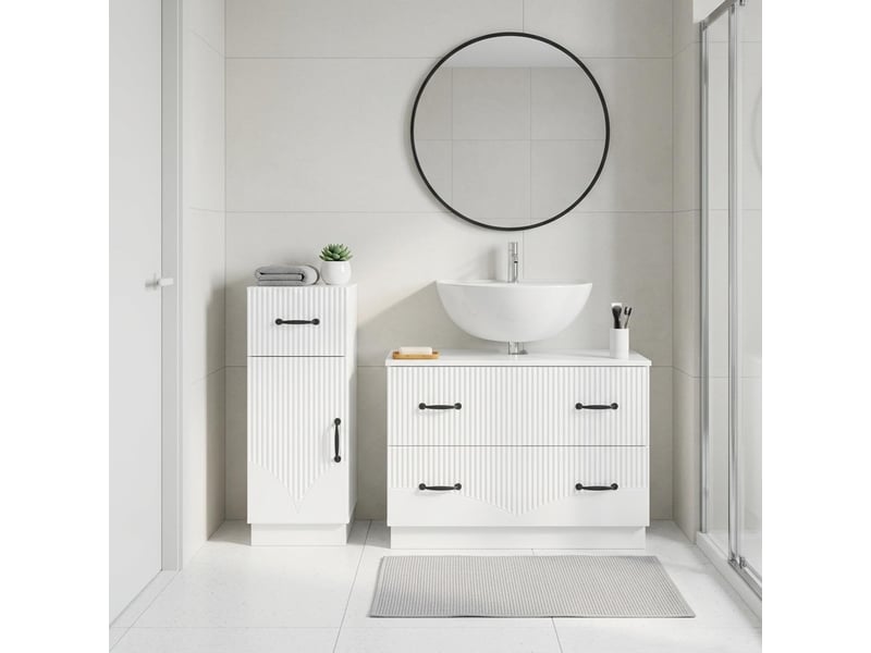 Ensemble de 2 meubles de salle de bain hoorn blanc brillant cf63176 - Conforama B