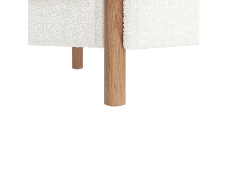  Fauteuil 87x83x88,5 cm coussin épais haute densité soutien lombaire bois pieds antidérapants velours teddy blanc  - Conforama R