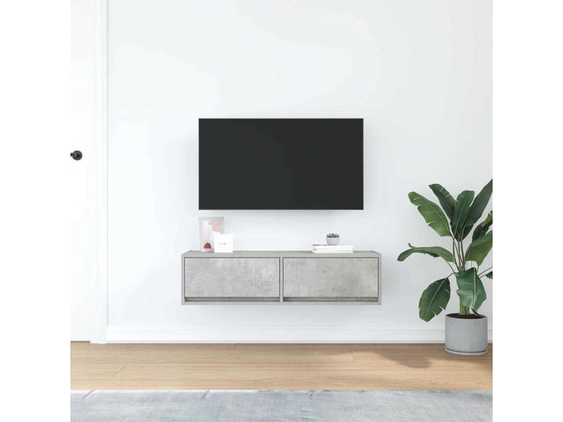  Meuble tv - banc tv - meuble de rangement 100 x 31 x 25,5 cm gris béton bois d'ingénierie  - Conforama D