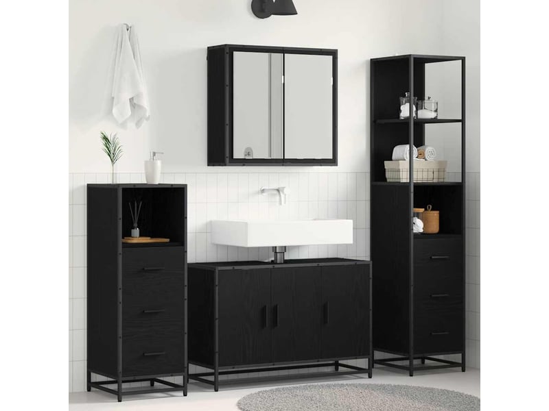  Ensemble de mobilier de salle de bain 3 pc chêne noir cf64355  - Conforama B