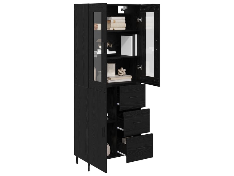  Buffet - haut armoire 2 pc chêne noir 69,5 x 34 x 180 cm  - Conforama C