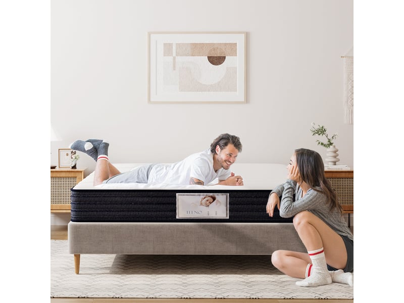  Ensemble matelas à ressorts + sommier avec lattes larges 140x190cm, epaisseur du matelas 22cm  - Conforama E