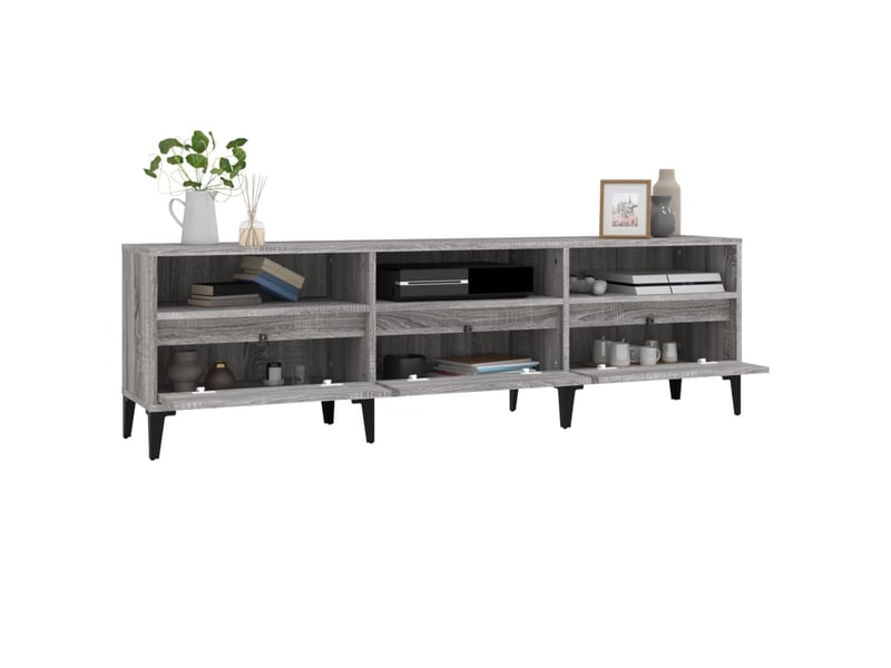  Meuble tv - banc tv - meuble de rangement sonoma gris 150x30x44,5 cm bois d'ingénierie  - Conforama E
