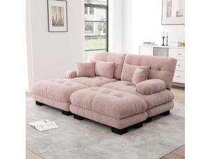 Canapé droit compressé fixe <strong>HAVRYA</strong> <strong></strong> 2 places Tissu rose
