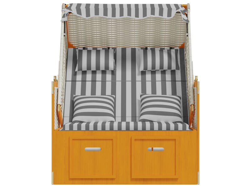  Strandkorb avec coussins résine tressée bois solide blanc gris 02_0012175  - Conforama E