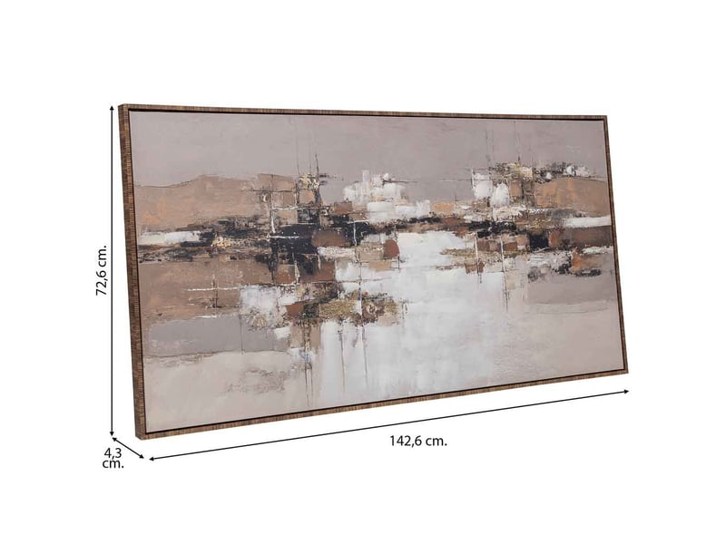  Tableau peint à la main avec cadre en bois rose 143x4x73h cm  - Conforama C