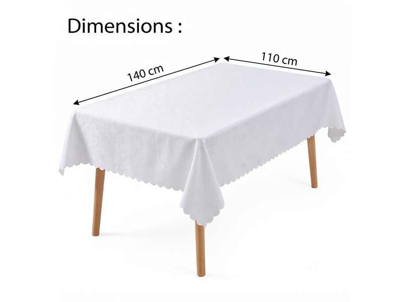 Nappe de table - 110x140 cm - nappe imperméable effet lotus et anti-taches - blanc - Conforama E