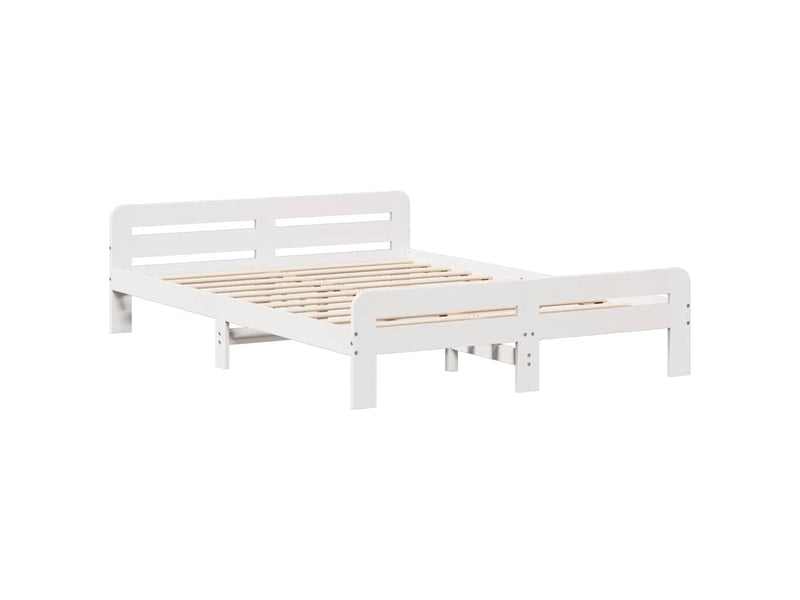  Lit double- lit adulte -  cadre de lit sans matelas blanc 150x200 cm bois de pin massif  - Conforama D
