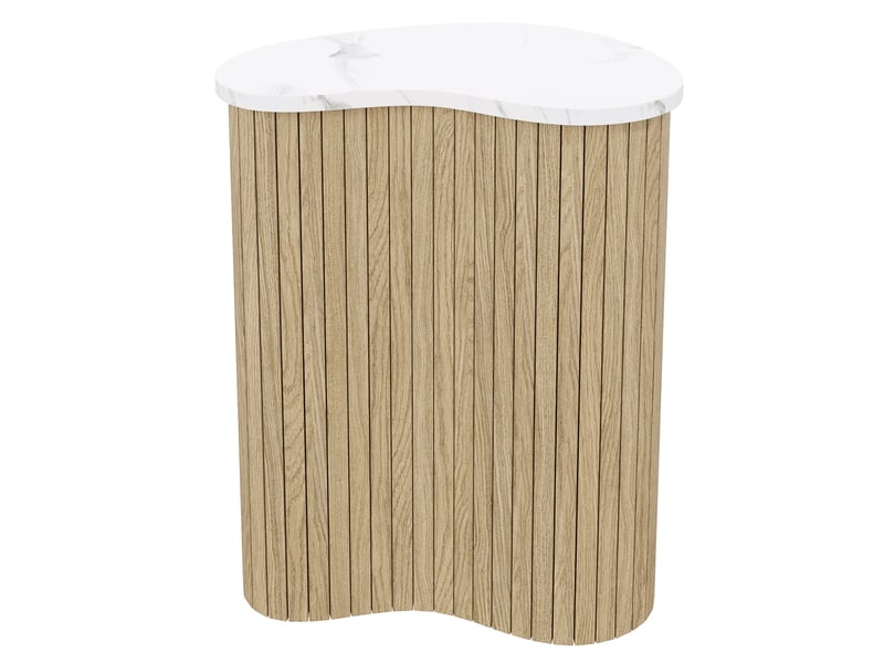  Table basse gigogne asymétrique, table basse marbre et bois mdf, table de salon scandinave bicolore, charge 30kg  - Conforama R