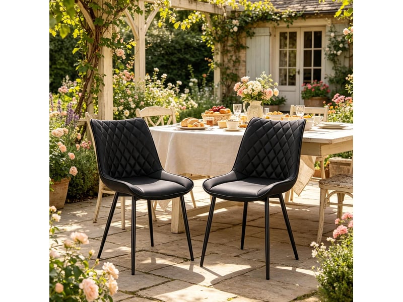  Chaises de salle à manger lot de 2 46,5×40,5×85,5cm ergonomiques polyuréthane (pu) métal anthracite  - Conforama E