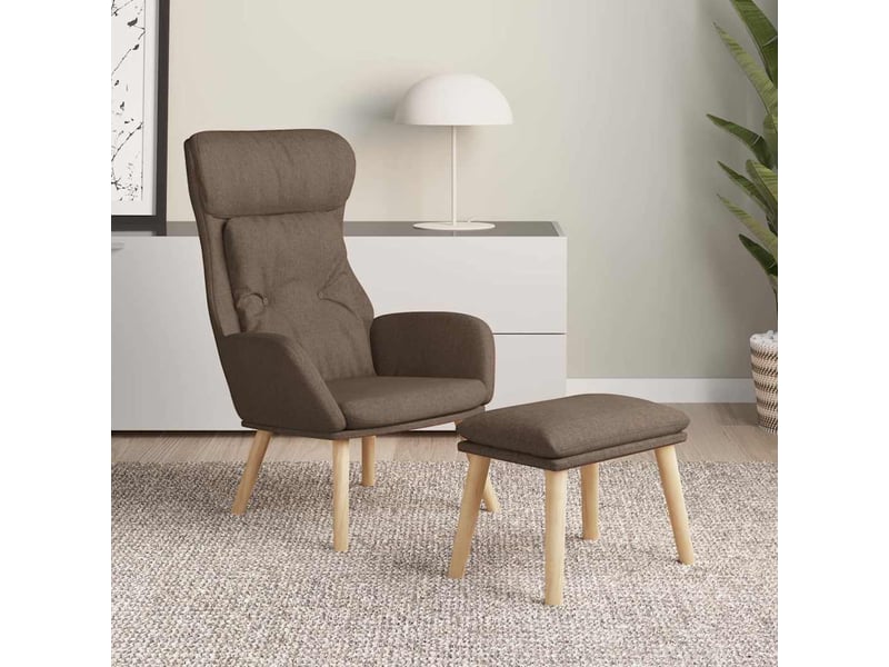  Vidaxl chaise de relaxation avec repose-pied taupe tissu  - Conforama B