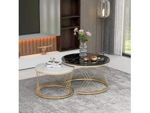 Table basse gigogne moderne en mdf noir 70 x 70 x 45 cm