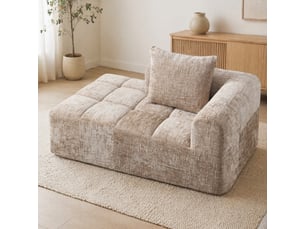 Canapé droit 158x90x60cm, chenille+mousse, agréable canapé chaise longue avec coussin, poches latérales, kaki
