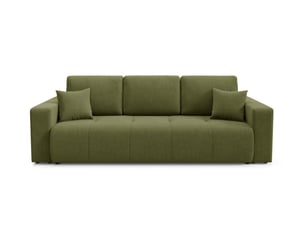 Canapé droit convertible   4 places Tissu vert avec coffre de rangement