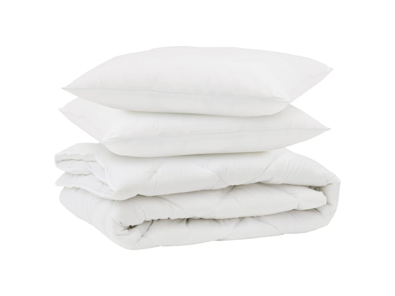 Couette avec oreiller 3 pièces - duvet blanc microfibre - Conforama A
