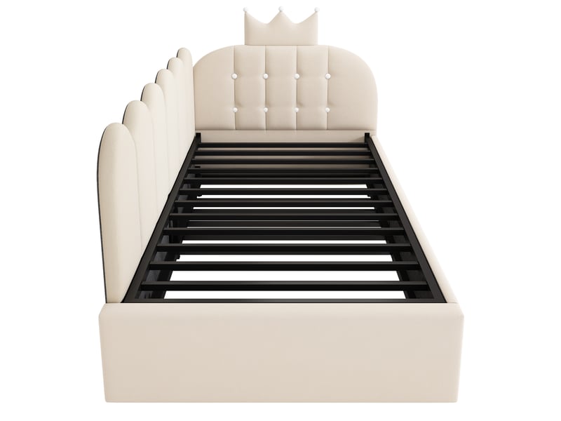 Canapé-lit de 90 × 200 cm, avec lit coulissant pouvant se transformer en lit d'appoint simple de 90 × 190 cm, forme en l, velours, beige - Conforama A
