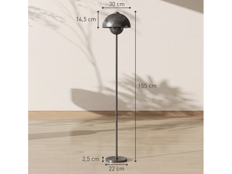  Lampadaire 30x155 cm interrupteur au pied métal gris  - Conforama E