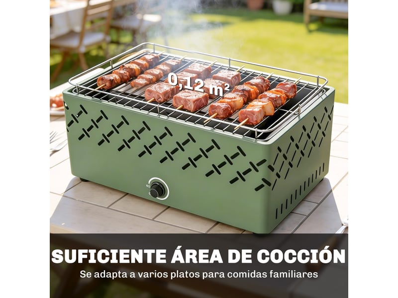  Barbecue au charbon portable avec ventilateur intégré, surface 45,5 x 29 cm  - Conforama W