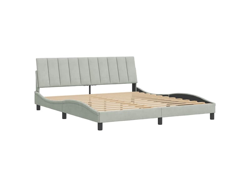 Lit double- lit adulte - cadre de lit sans matelas hanko gris clair 180x200 cm velours - Conforama B