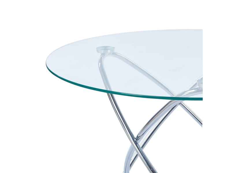  Ensemble table ronde et 4 chaises chromées, diamètre 80 cm, style moderne chic pour vos repas quotidiens  - Conforama D