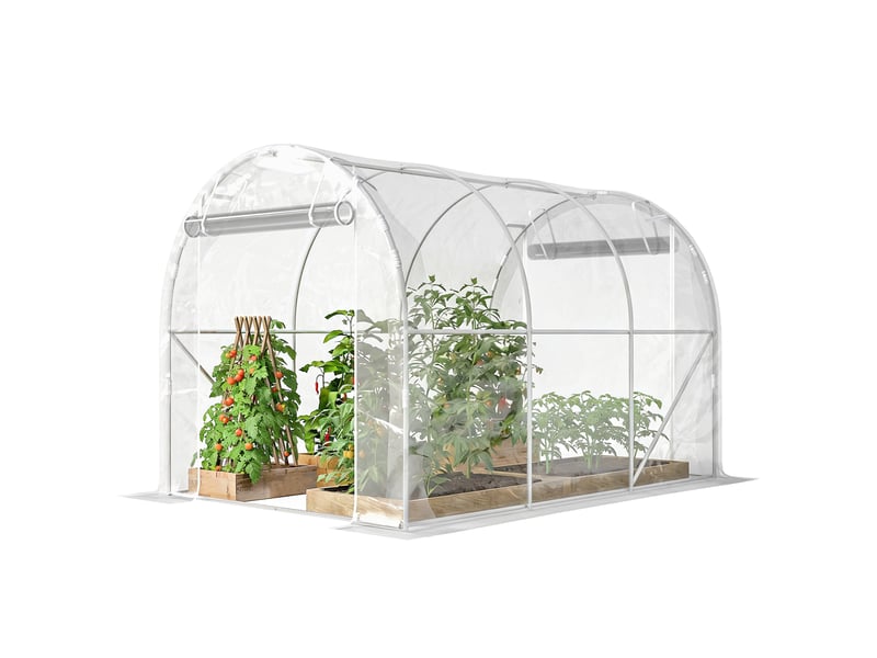  Serre tunnel de jardin 6m² serre de jardin tunnel 195x295x195cm cadre acier galvanisé, bâche pe 150gm² transparent  - Conforama B