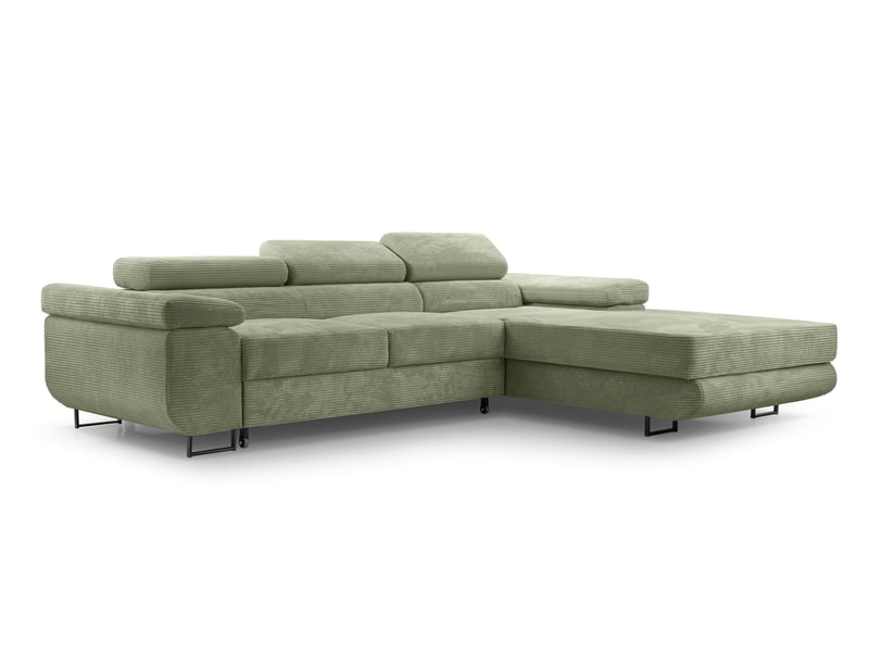 Canapé d’angle en velours côtelé arborio 280 cm vert sauge d Arborio - Conforama A