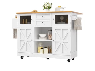 Desserte cuisine, îlot central sur roulettes avec plan de travail, plateau extensible, 2 tiroirs, dimensions 140 x 40 x 93,5 cm, mdf, blanc