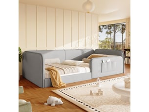 Lit avec rangement 90x200 cm <strong>KORFEE</strong>  <strong></strong> coloris gris