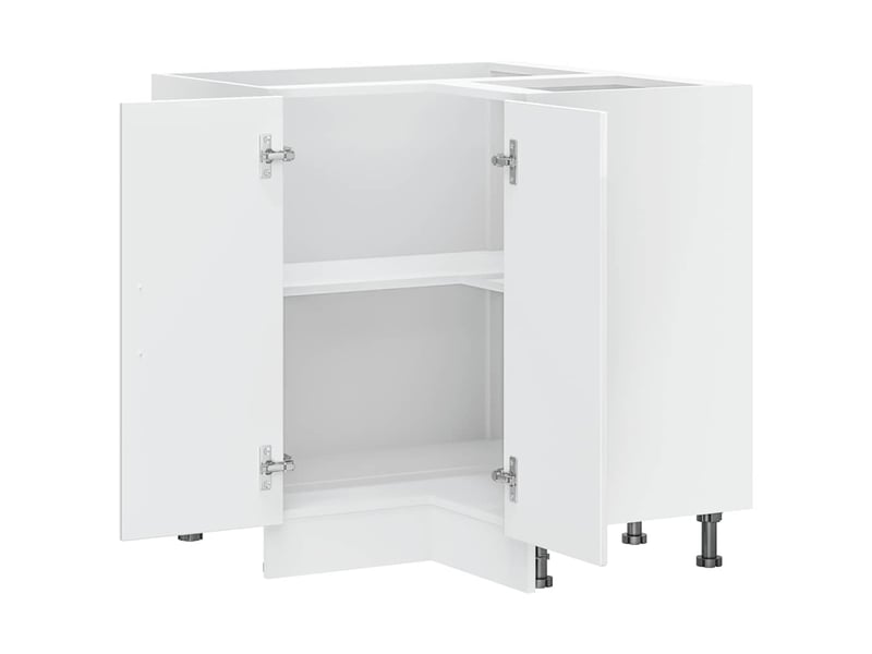  Armoire d'angle de cuisine lucca blanc brillant bois ingénierie  - Conforama E
