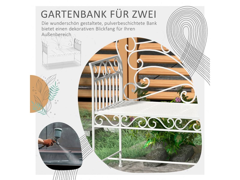  Banc de jardin 2 places en métal blanc  - Conforama D