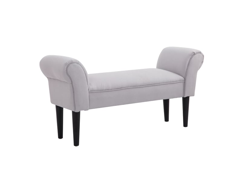  Banc capitonné toile, accoudoirs, bois, chaussures, chambresaloncouloir, 102x36x51 cm, gris-blanc.  - Conforama B
