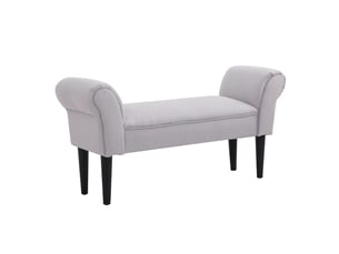 Banc capitonné toile, accoudoirs, bois, chaussures, chambresaloncouloir, 102x36x51 cm, gris-blanc.