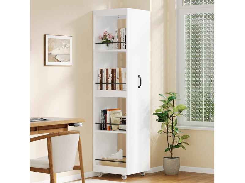 Bibliothèque étroite sur roulettes 40x30x160,5 cm homvra - Conforama B