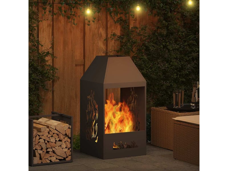  Brasero exterieur, foyer camping noir 50x50x100 cm acier patiné shl88324  - Conforama D
