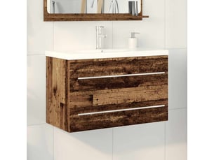 Meuble de lavabo de salle de bain, armoire de bain 2 pc bois ancien cf65495