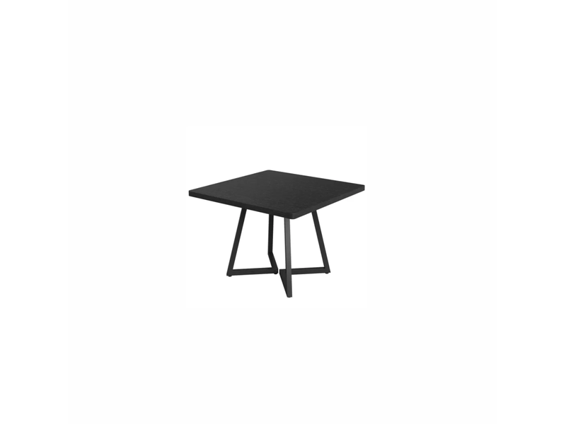  Table de salle à manger carrée avec plateau mdf et structure en métal, style industriel, pour cuisine et salon, 80 cm de côté  - Conforama A