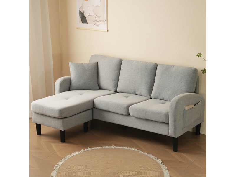 Canapé d'angle avec méridienne réversible 3 places 166 x 118 x 77 cm modulable compact - Conforama W