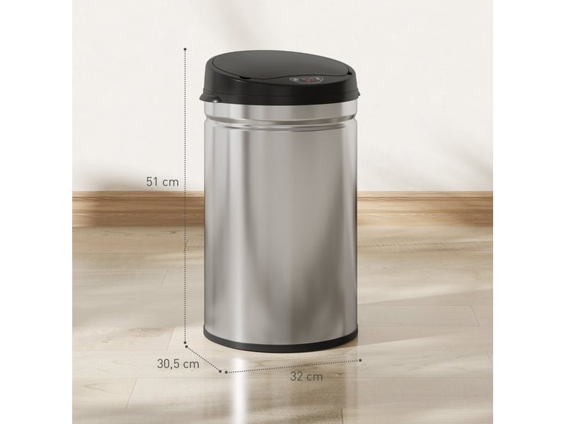 Poubelle automatique 30 l inox 32 × 30,5 × 51 cm argent - Conforama C