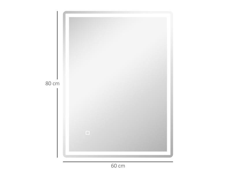  Miroir lumineux led 80x60 cm rectangulaire à intensité réglable argenté  - Conforama E