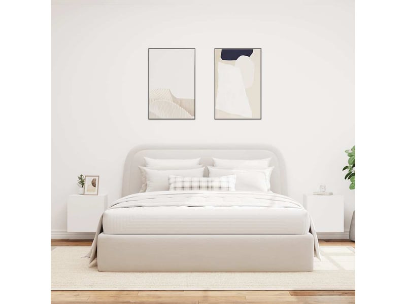 Lot de 2 meuble tv mural avec lumières led blanc 40,5x35x40 cm - Conforama D