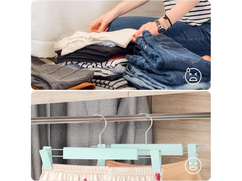  Lot de 10 cintres (vert clair) 29 x 13 cm avec crochet rotatif à 360°, cintre à clip réglable, cintre pour vêtements, manteaux et jeans  - Conforama C