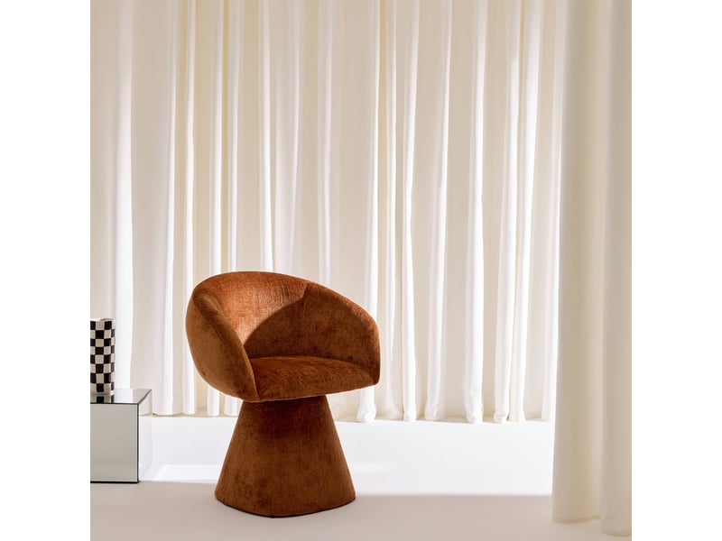  Fauteuil pivotant 180° tissu coton terracotta - assia  - Conforama E