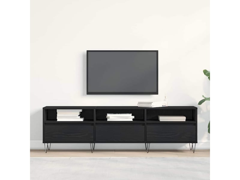  Meuble tv - banc tv - meuble de rangement 150 x 30 x 44,5 cm chêne noir bois d'ingénierie  - Conforama D