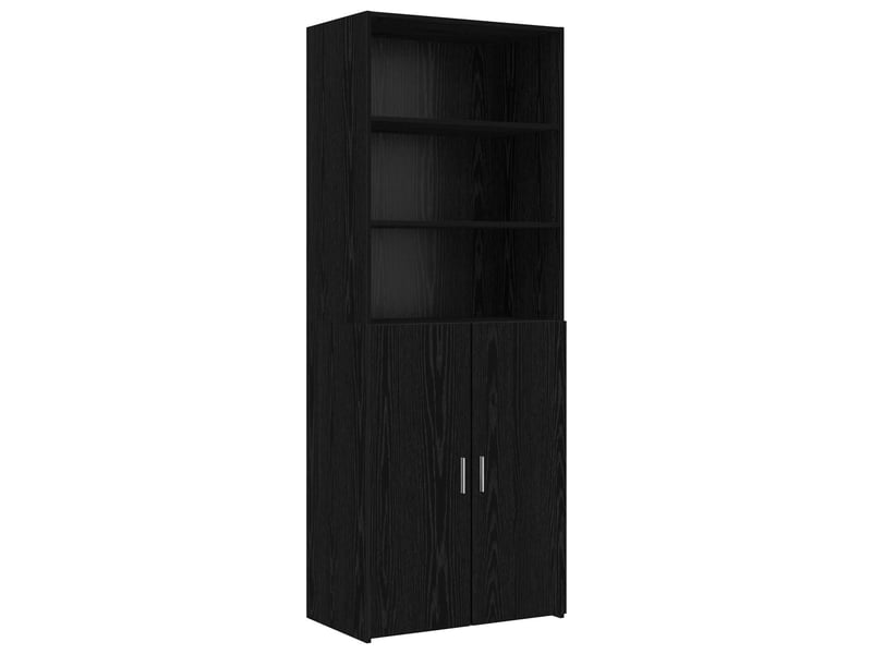  Buffet - cabinet de rangement avec étagères chêne noir bois d'ingénierie  - Conforama E