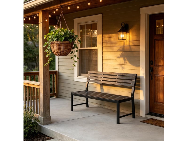  Banc de jardin 115x55x85 cm avec dossier métal noir  - Conforama D