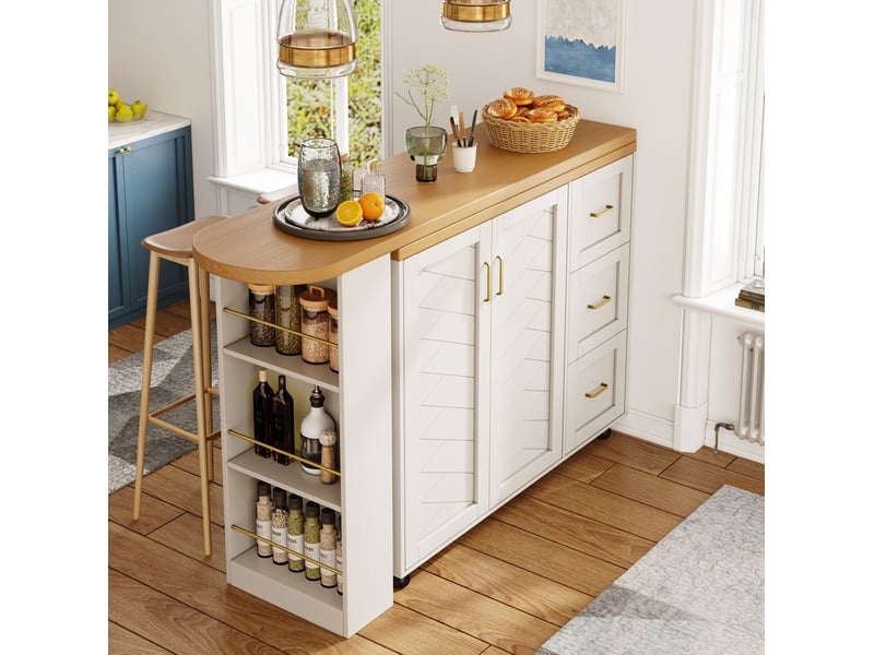  Desserte bar extensible 135x39x104 cm mdf blanche  - Conforama C