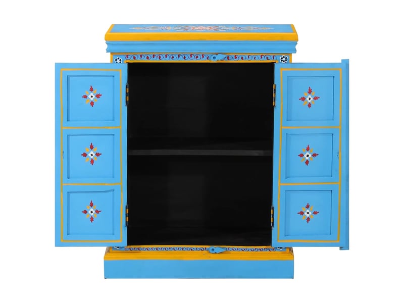  Buffet - bahut - meuble de rangement bois massif de manguier peinture manuelle turquoise  - Conforama D