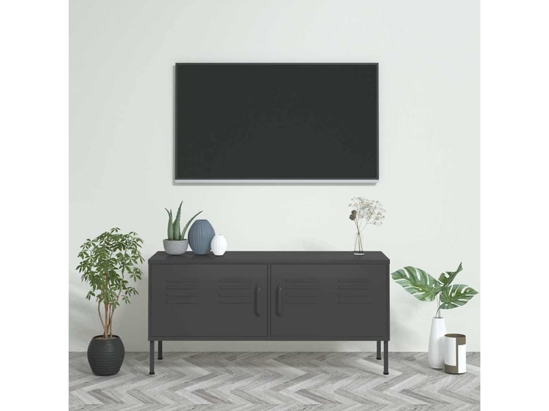  Meuble tv - banc tv - meuble de rangement anthracite 105x35x50 cm acier  - Conforama B